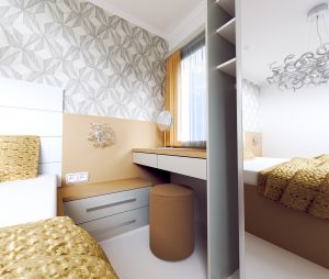 Interiérový dizajn návrh spálne 3 - pocit hotelovej izby - BYVAKOM vizualizácia interiéru na mieru